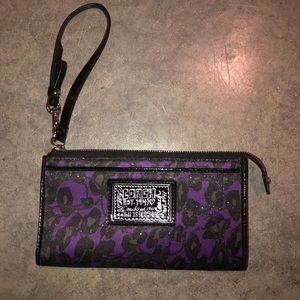 Coach purple and black large wristlet